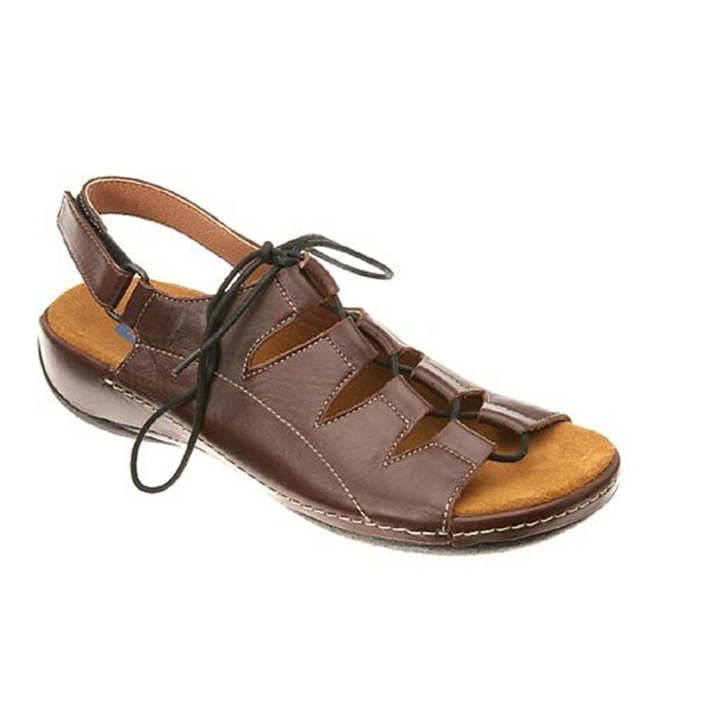 Wolky‎ Kite Brown Cafe Smooth Leather Lace Up Sandals Sz 43/11